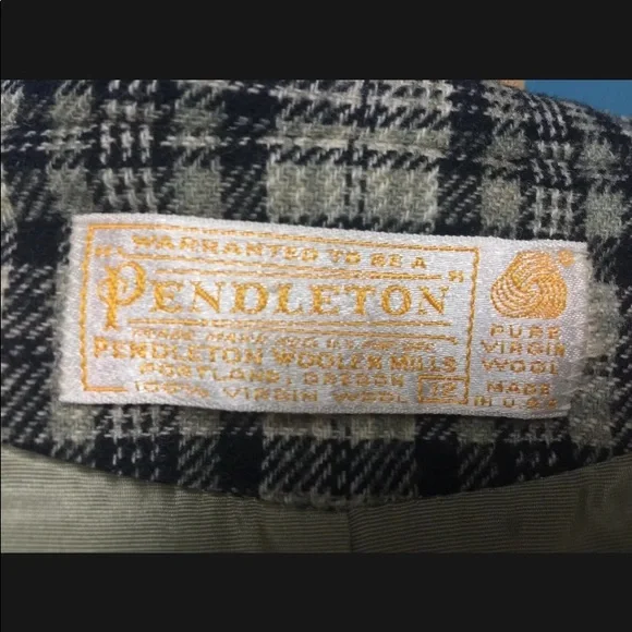 Vintage Pendleton Coat Blazer grey Tan Bk 100% Virgin Wool Plaid Women 12 USA - Picture 10 of 11